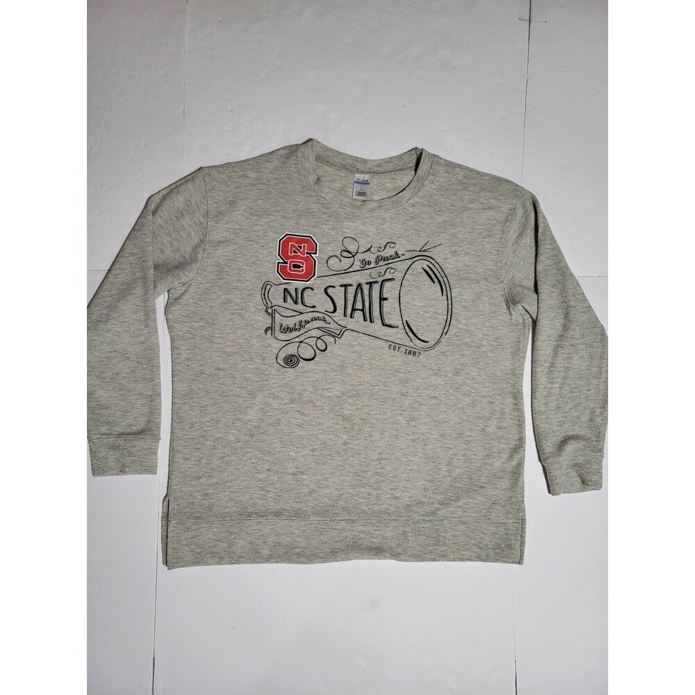 (#7) NC STATE Wolfpack Casual Long Sleeve Pullover Sweater Size Women L Gray